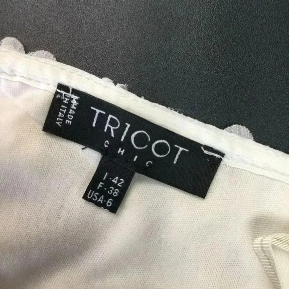 Tricot Chic Womens Ivory Gold Abito Flower Lace Textured Flare Mini Dress Size 6 - Picture 8 of 12